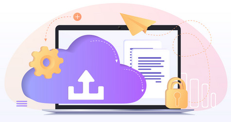 database with cloud server data set process vector image