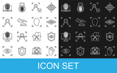 set line palm print recognition shield eye scan vector image