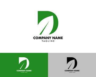 Initial letter d leaf logo design template element