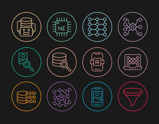 set line funnel or filter neural network server vector image