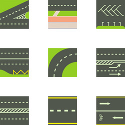 Urban Road Icons - Line Art Vector Image