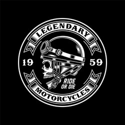 Vintage Skull Emblem - Motorcycle Rider Vector Image