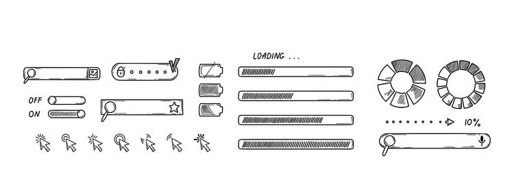 web design doodle elements set website user vector image