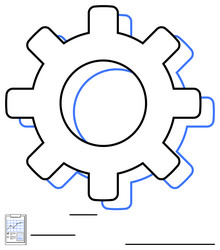 gear with minimal blueprint elements representing vector image
