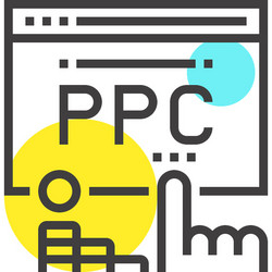 pay per click flat line web icon concept vector image