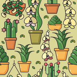 seamless pattern of house plants in cerami Vector Image