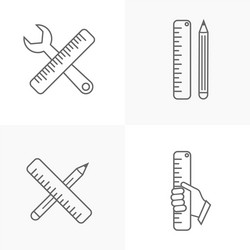 set ruler tools icon engineering simple vector