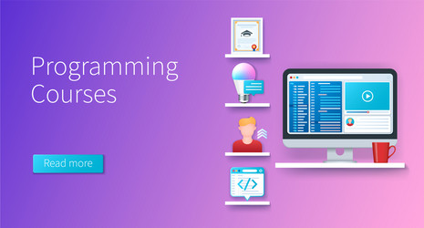 Programming courses banner landing page for web vector