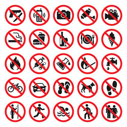 Red Prohibited Signs - Icon Set Vector Image