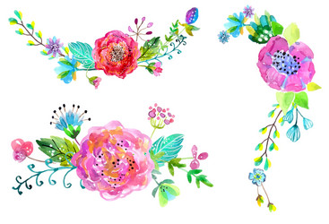 Watercolor Floral Set Vector Image