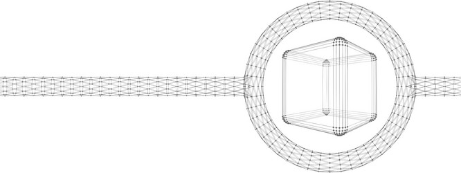 cube of lines and dots molecular lattice vector image
