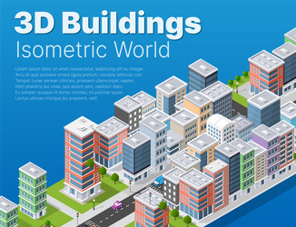 isometric 3d module block district part vector