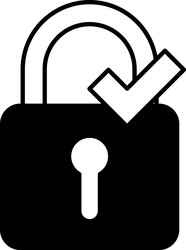 lock with a key and check mark vector image