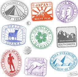 Monument Stamps - Global Icons vector image