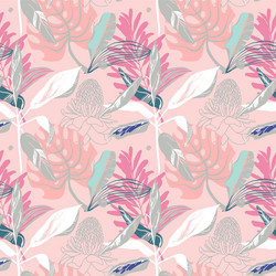 Yellow Pink Leaves Seamless Background Royalty Free Vector