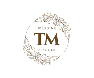 Tm initials letter wedding monogram logos Vector Image