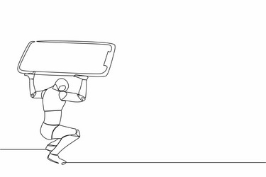 Continuous one line drawing robot running chasing Vector Image