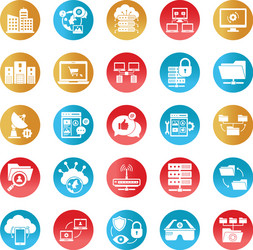 Data and networking icons set every single vector