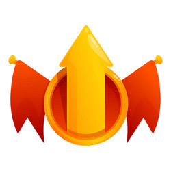 golden arrow pointing up with two red flags vector image