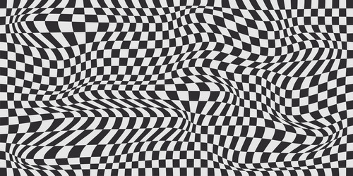 optical illusion with distorted checkered pattern vector image