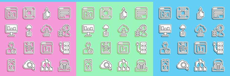 set line hangar with servers server network vector image