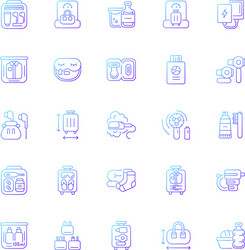 Travel size objects gradient linear icons set vector