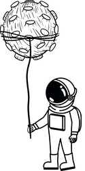 astronaut with spacesuit and planet in white vector image