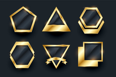 set golden empty badges and labels design vector