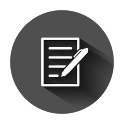 document with pen icon in flat style notepad vector image