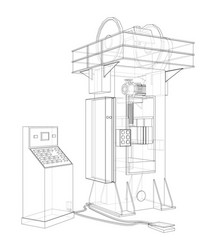 Friction screw press concept outline vector