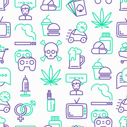 Bad habits seamless pattern with thin line icons vector