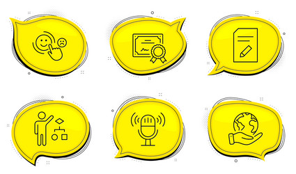 algorithm edit document and microphone icons set vector image