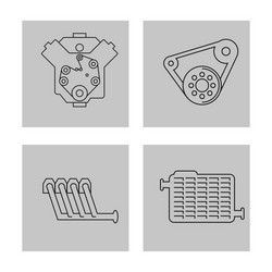 machine icon set over frames auto part design vector image