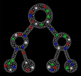bright mesh 2d binary tree with light spots vector image