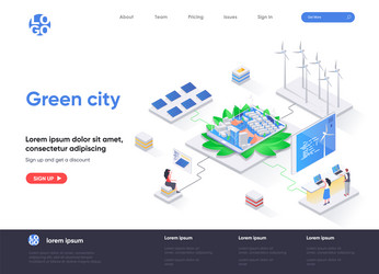 green city isometric landing page ecology vector