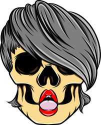 Sexy Skull with Lips - Gothic Art Vector Image