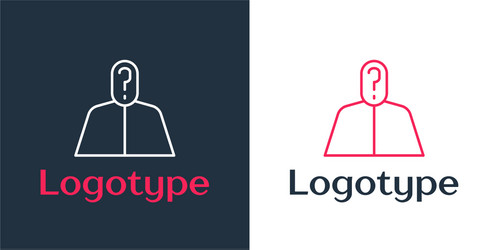 logotype line anonymous man with question mark vector image