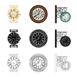 isolated object of clock and time sign set vector image