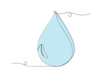 continuous one line art liquid water droplet vector