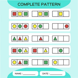 repeat pattern square grid with colorful shapes vector image