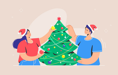 christmas tree decoration and preparation for xmas vector