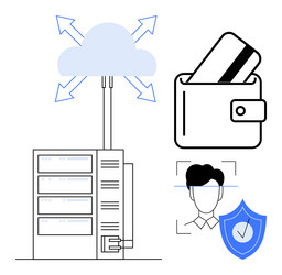 cloud computing with secure payment identity vector image
