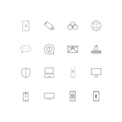 Internet technologies linear thin icons set vector