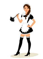 Sexy maid cleaning lady dusting Royalty Free Vector Image