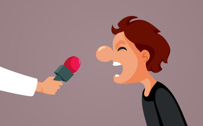 man screaming in a microphone interview cartoon vector image