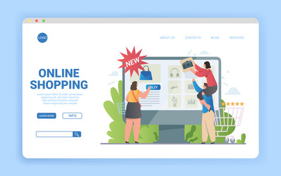 online shopping using a desktop computer vector image