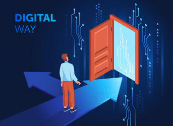 path of digital technology and progress vector image