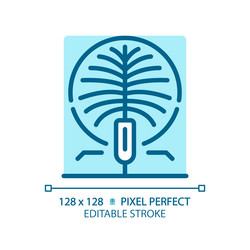 dubai artificial palm-shaped island light blue vector