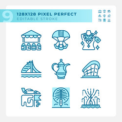 Arabian luxury lifestyle light blue icons vector