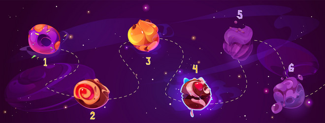 Candy food planet space game level map background vector